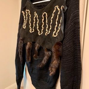 The BEST ugly sweater true vintage mink tail sm m